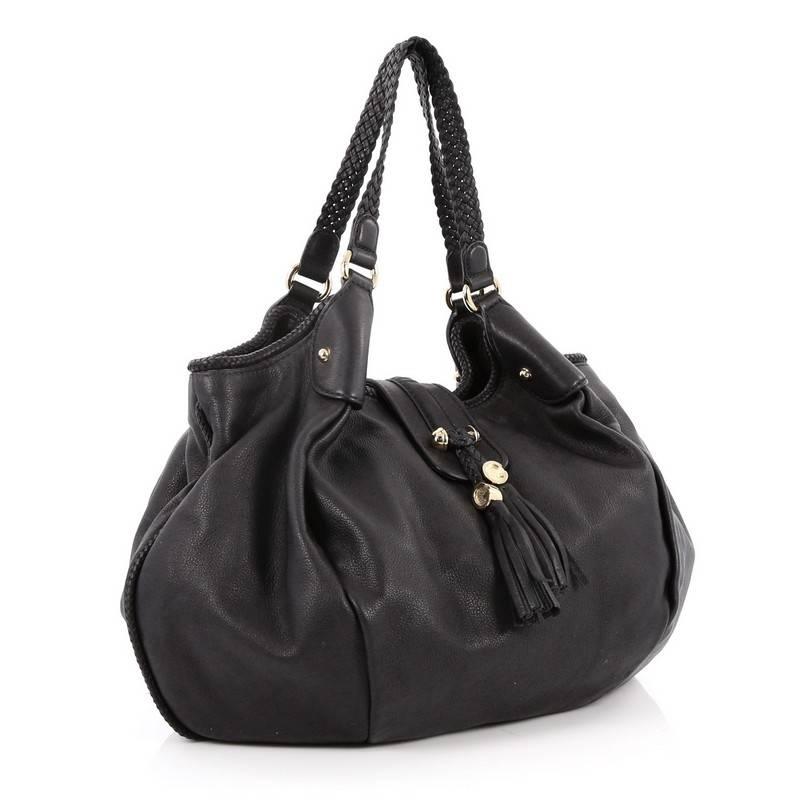 Black Gucci Marrakech Shoulder Bag Leather Medium