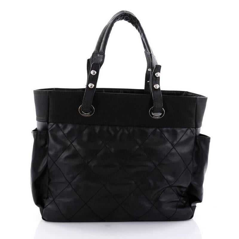 Chanel Biarritz Pocket Tote Quilted Coated Canvas Large In Good Condition In NY, NY