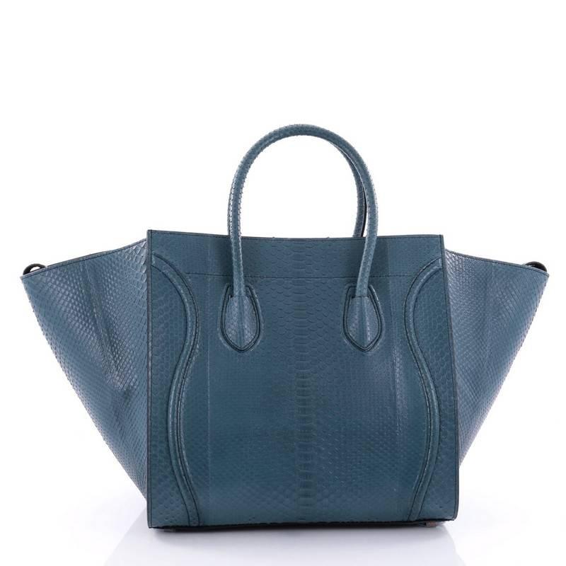 Blue Celine Phantom Handbag Python Medium