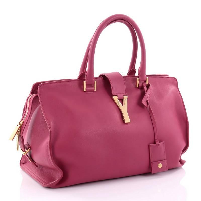 Pink Saint Laurent Classic Y Cabas Leather Medium