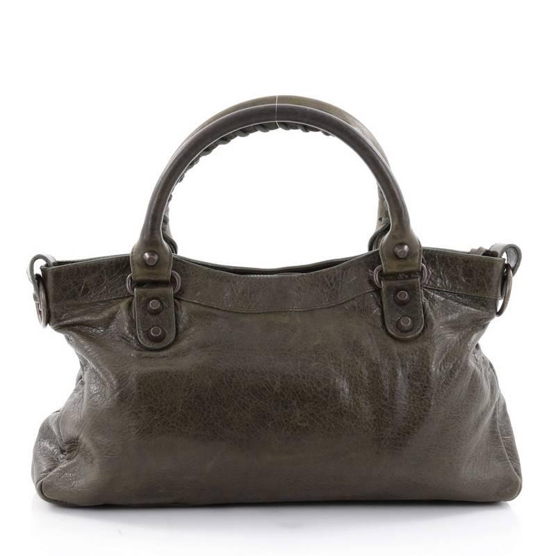 Black Balenciaga First Classic Studs Handbag Leather