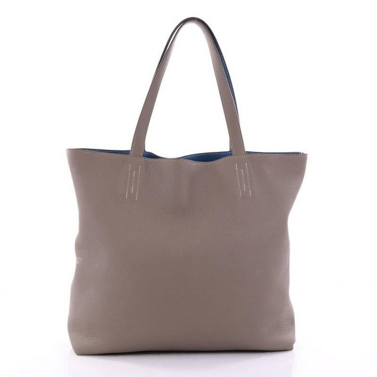 Hermes Double Sens Tote Clemence 45 Gray 6496049