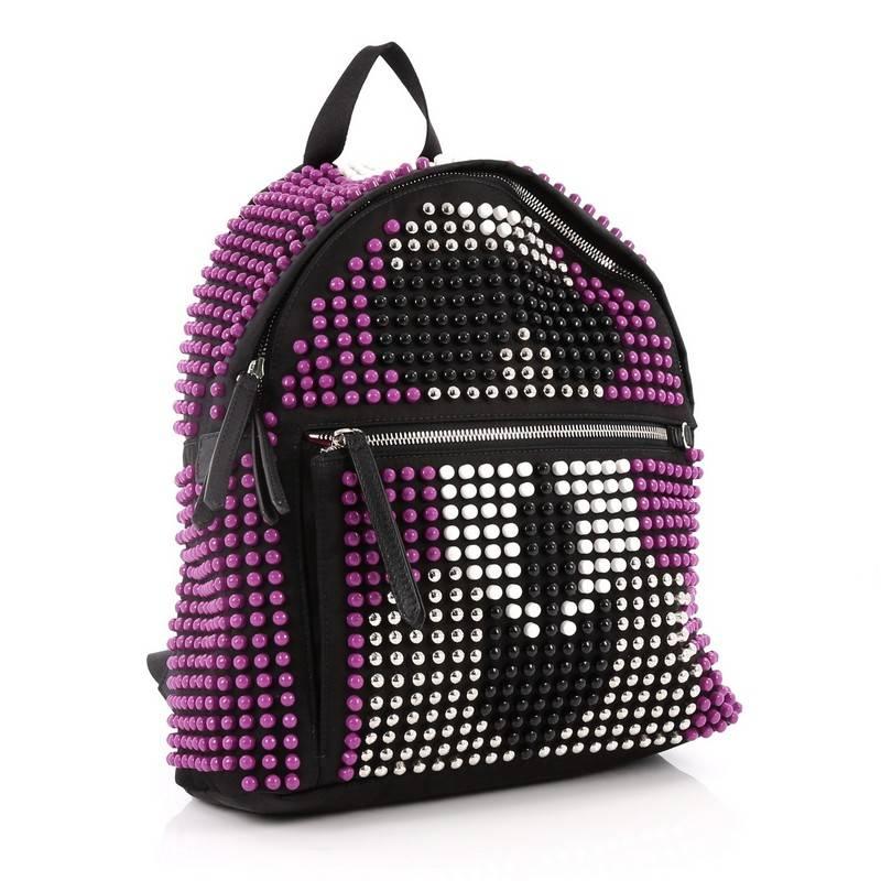 Black Fendi Karlito Backpack Studded Nylon