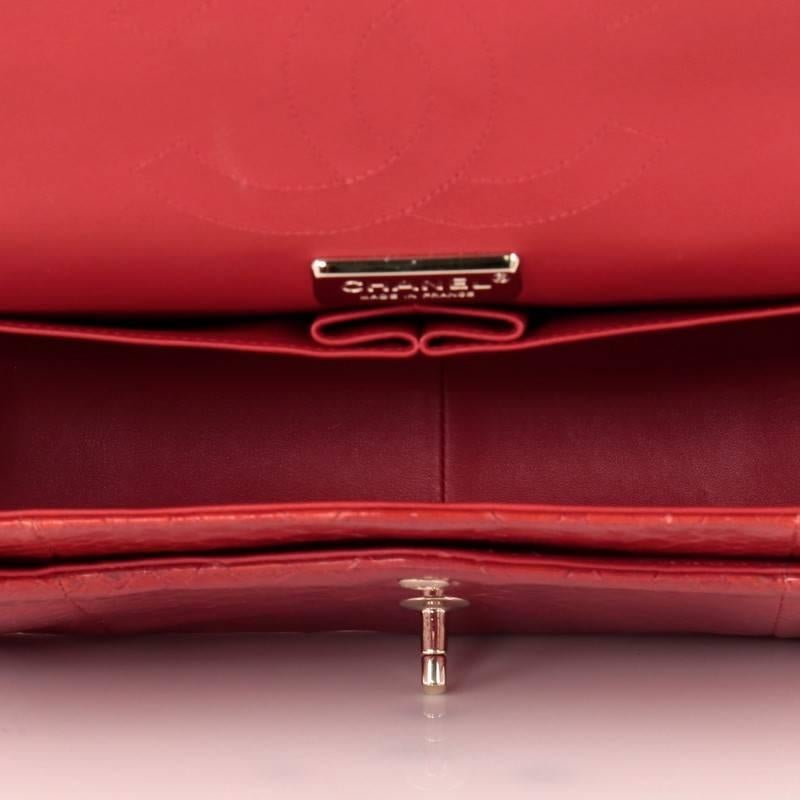 Red Chanel Classic Double Flap Bag Python Jumbo