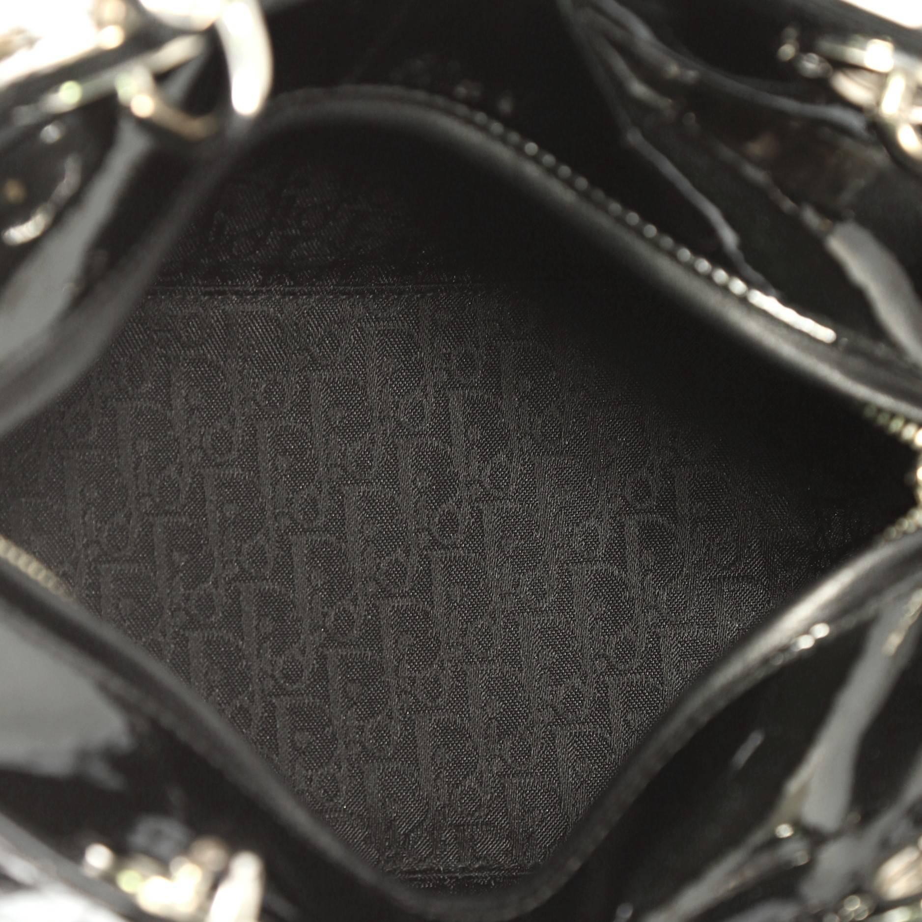 Christian Dior Lady Dior Handbag Stitched Cannage Patent Medium In Good Condition In NY, NY