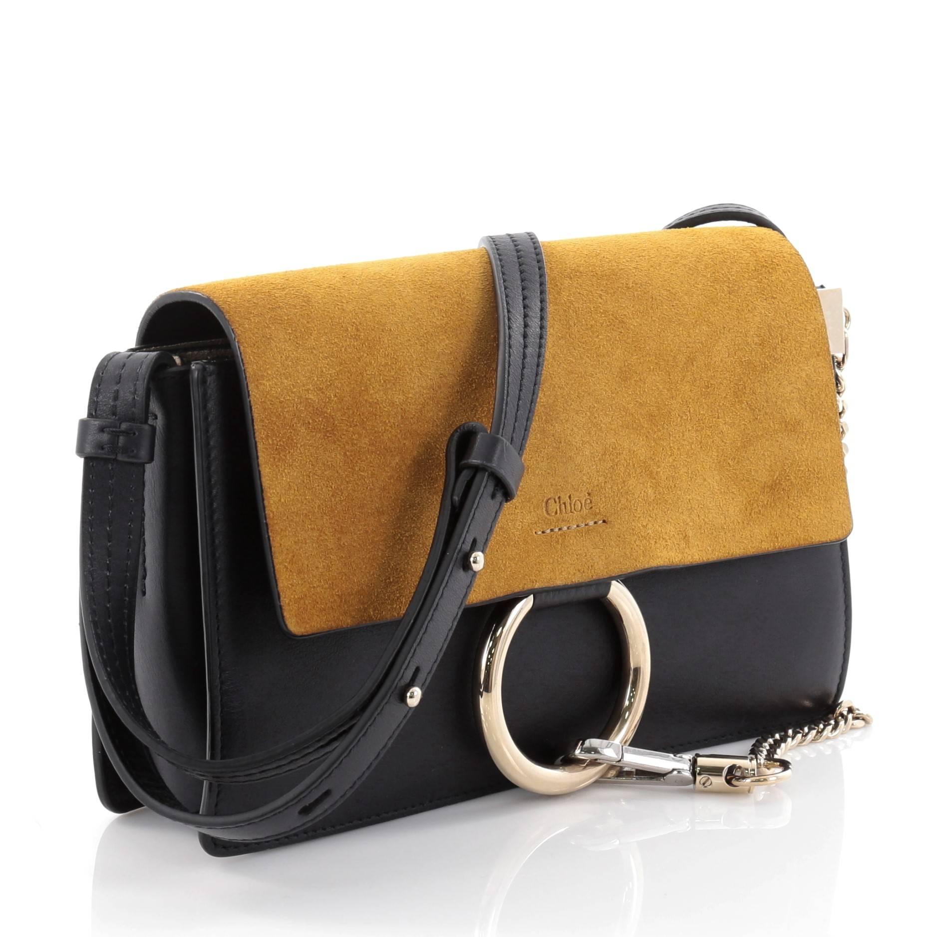 Brown Chloe Faye Shoulder Bag Leather and Suede Small
