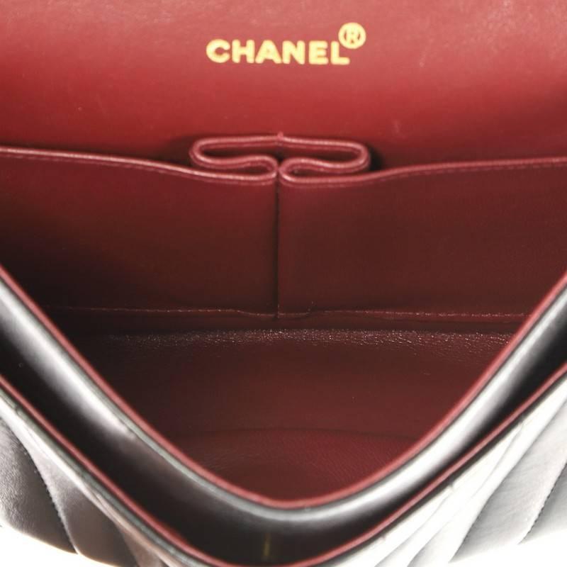 Black Chanel Vintage Classic Double Flap Bag Chevron Lambskin Medium