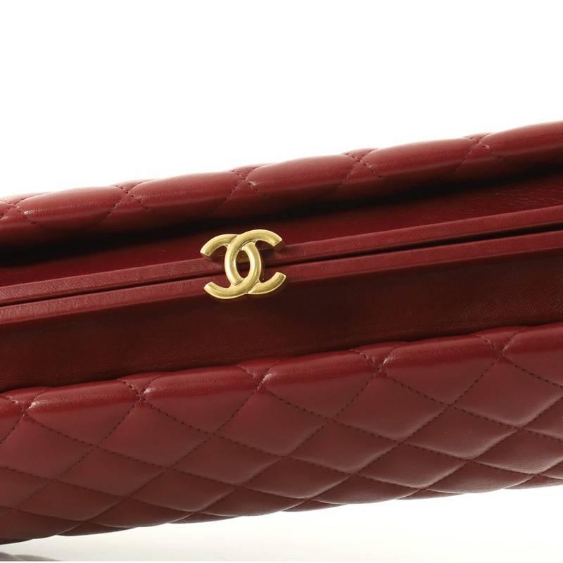 Chanel CC Clasp Frame Clutch Quilted Lambskin Long 1