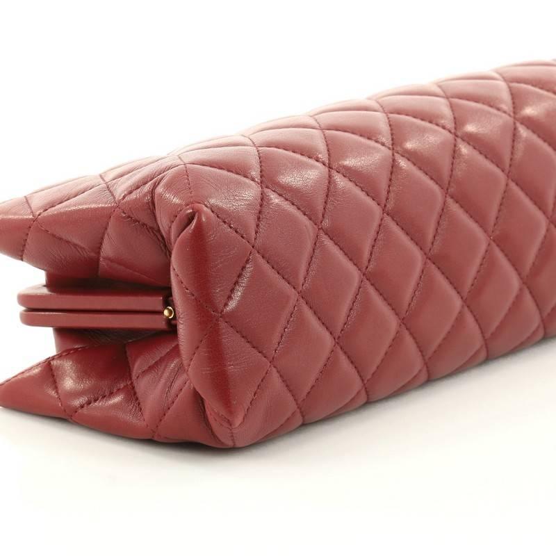 Chanel CC Clasp Frame Clutch Quilted Lambskin Long 2