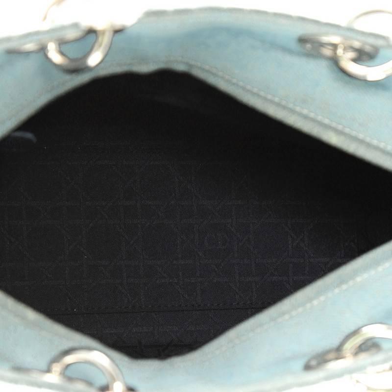 Gray Christian Dior Vintage Lady Dior Handbag Cannage Quilt Denim Large