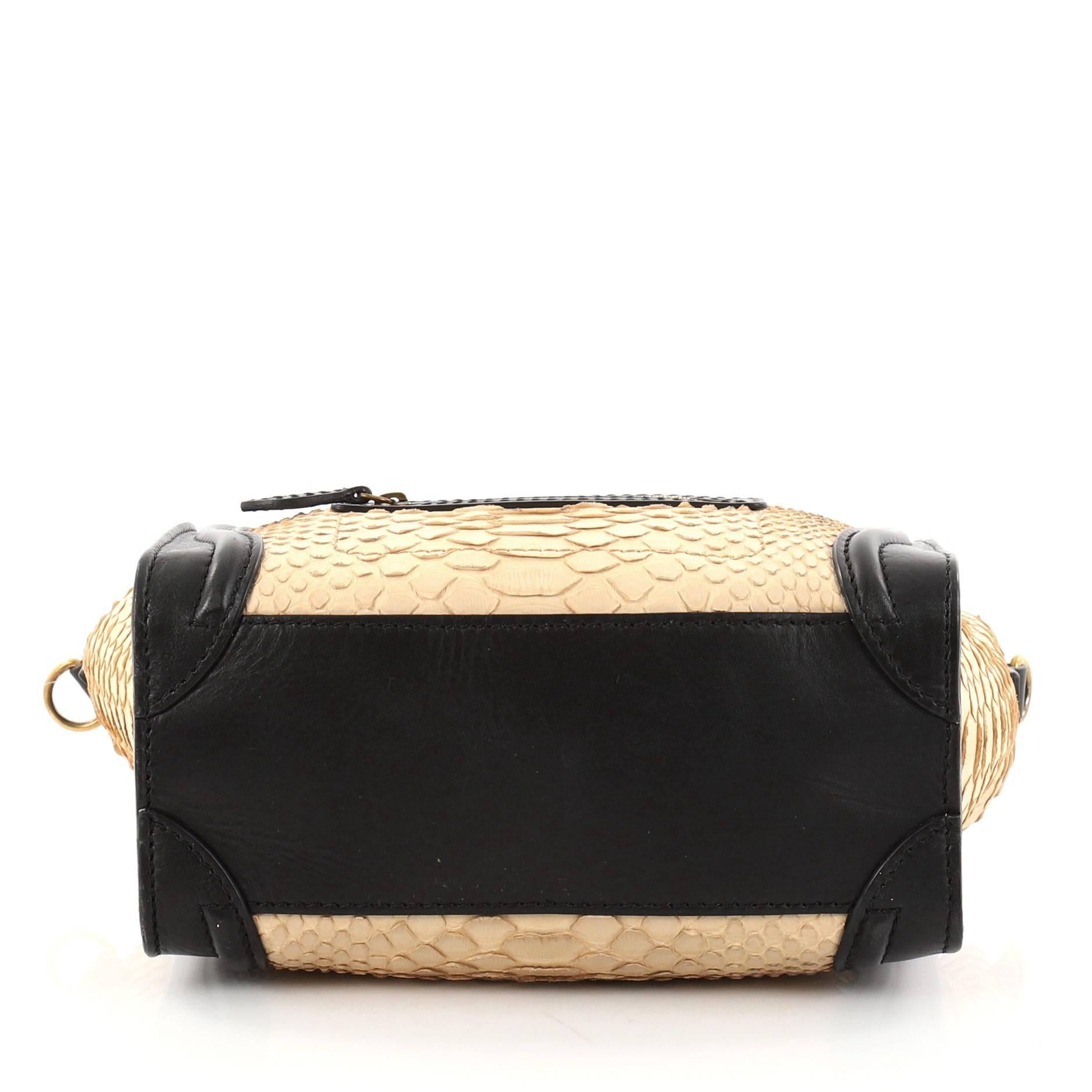 Women's or Men's Celine Luggage Handbag Python and Leather Nano