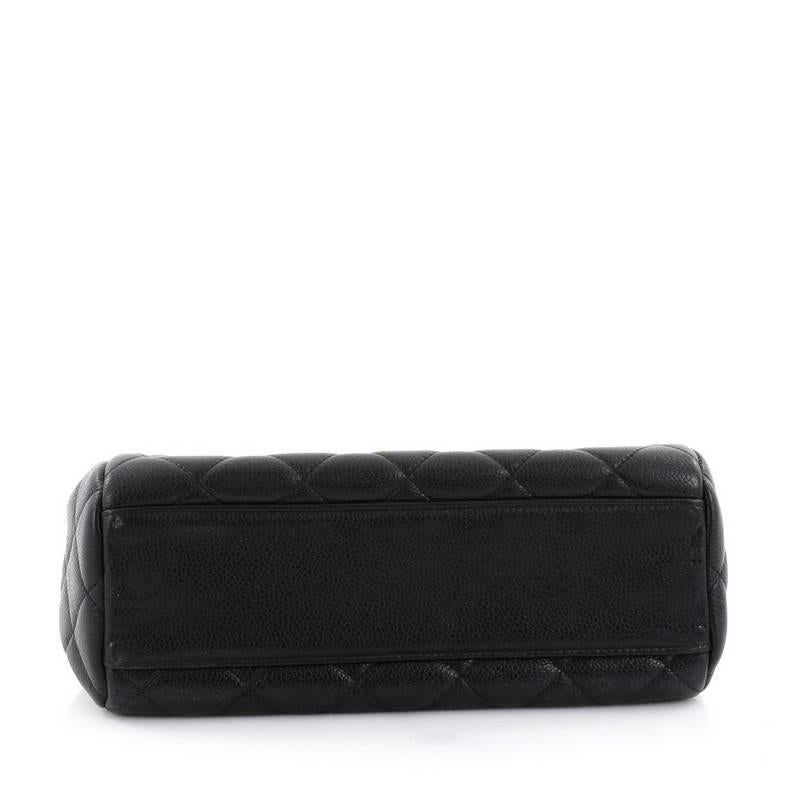 Black Chanel Vintage Classic Top Handle Flap Bag Quilted Caviar Medium