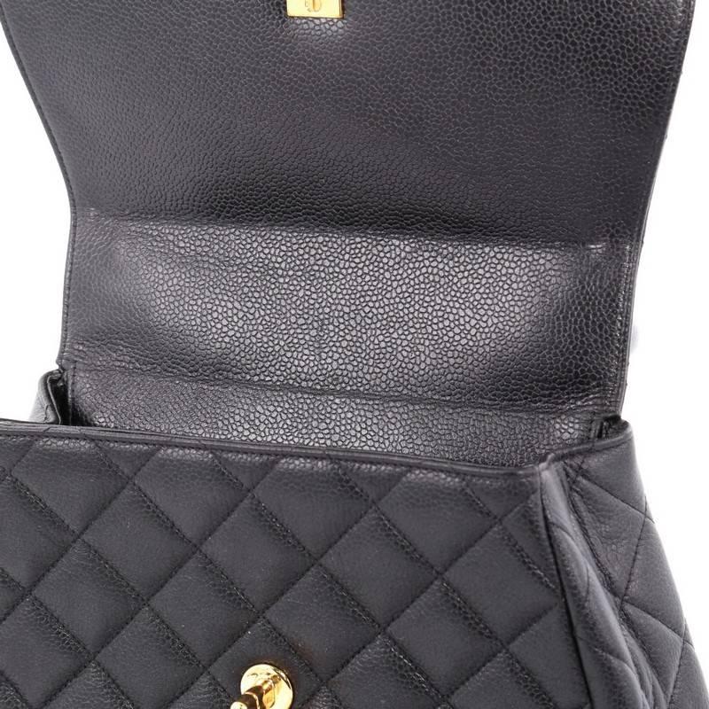 Chanel Vintage Classic Top Handle Flap Bag Quilted Caviar Medium In Good Condition In NY, NY
