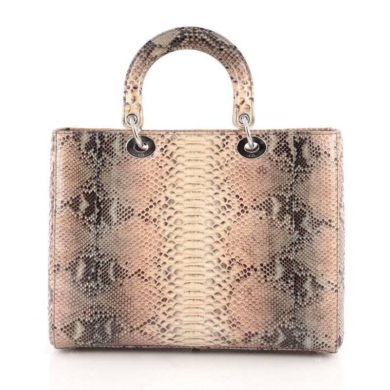 Christian Dior Lady Dior Handbag Python Large In Good Condition In NY, NY