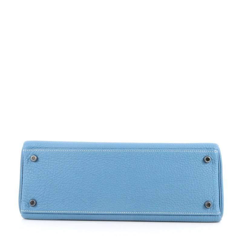Hermes Kelly Handbag Blue Jean Togo with Palladium Hardware 32 1