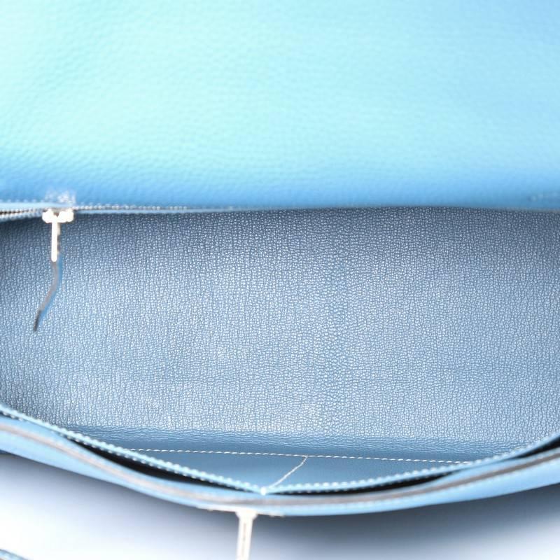 Hermes Kelly Handbag Blue Jean Togo with Palladium Hardware 32 3