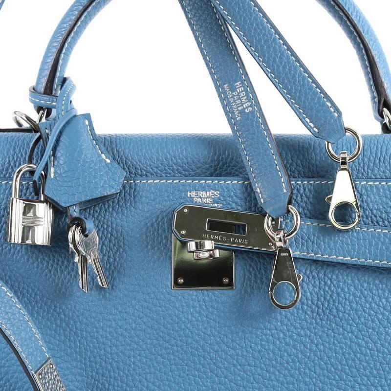Hermes Kelly Handbag Blue Jean Togo with Palladium Hardware 32 2