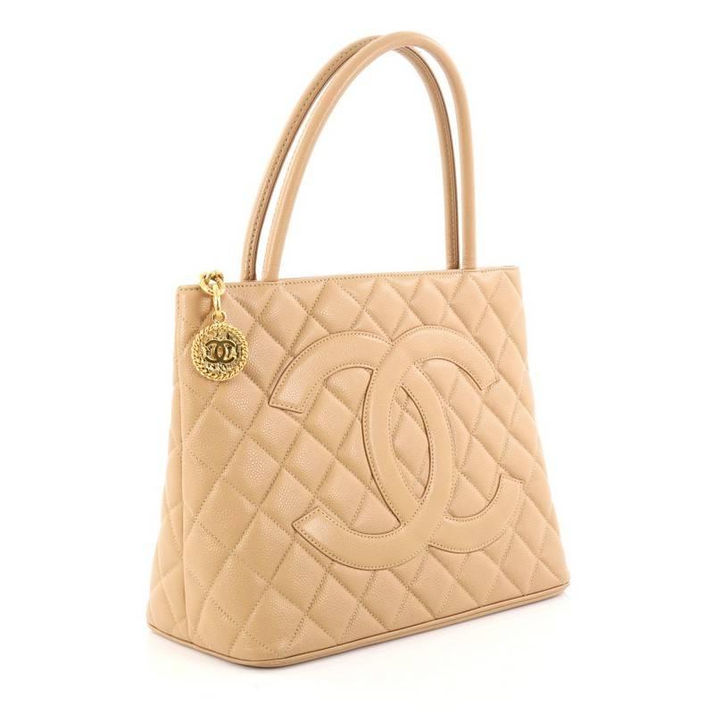 Orange Chanel Quilted Caviar Medallion Tote 