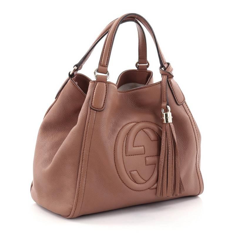 Brown Gucci Soho Convertible Shoulder Bag Leather Small