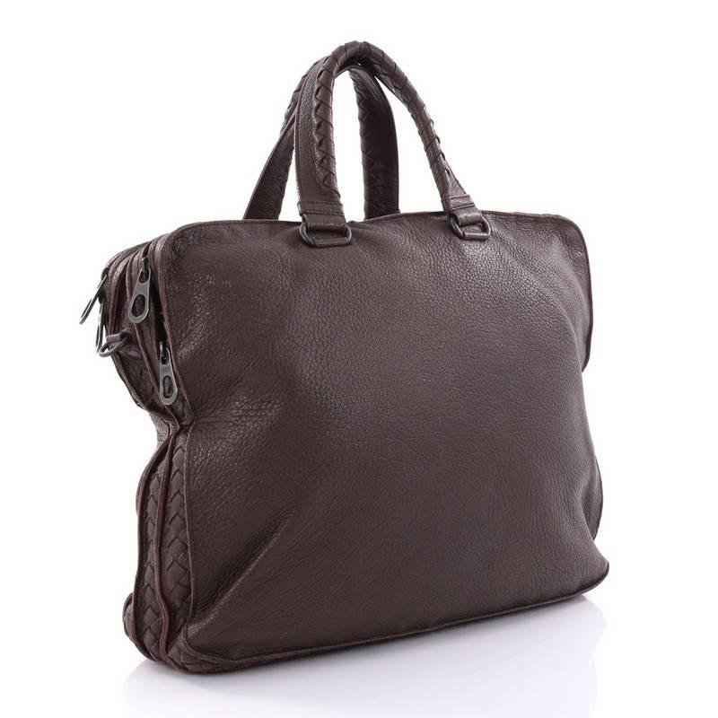 Black Bottega Veneta Convertible Briefcase Leather with Intrecciato Detail