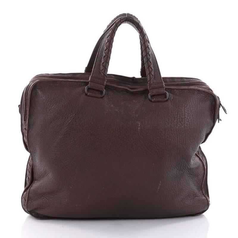 Bottega Veneta Convertible Briefcase Leather with Intrecciato Detail In Good Condition In NY, NY