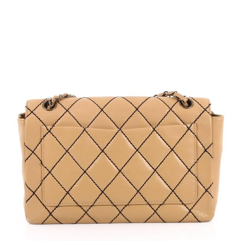 Chanel Surpique Flap Bag Quilted Leather Jumbo In Good Condition In NY, NY