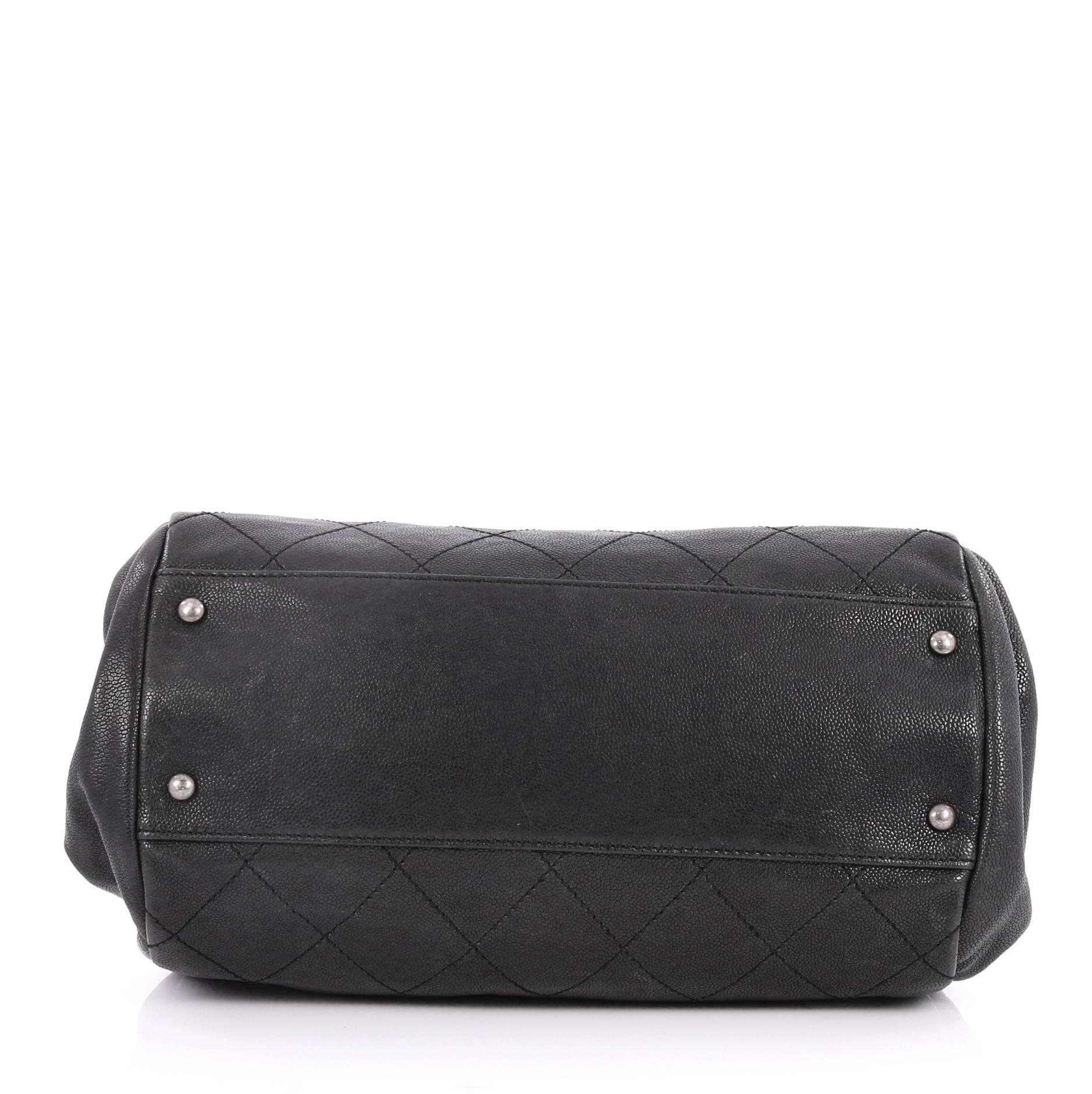 Black Chanel Outdoor Ligne Doctor Bag Quilted Caviar Small