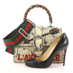 Gucci Dionysus Bamboo Top Handle Bag Embroidered Python Medium