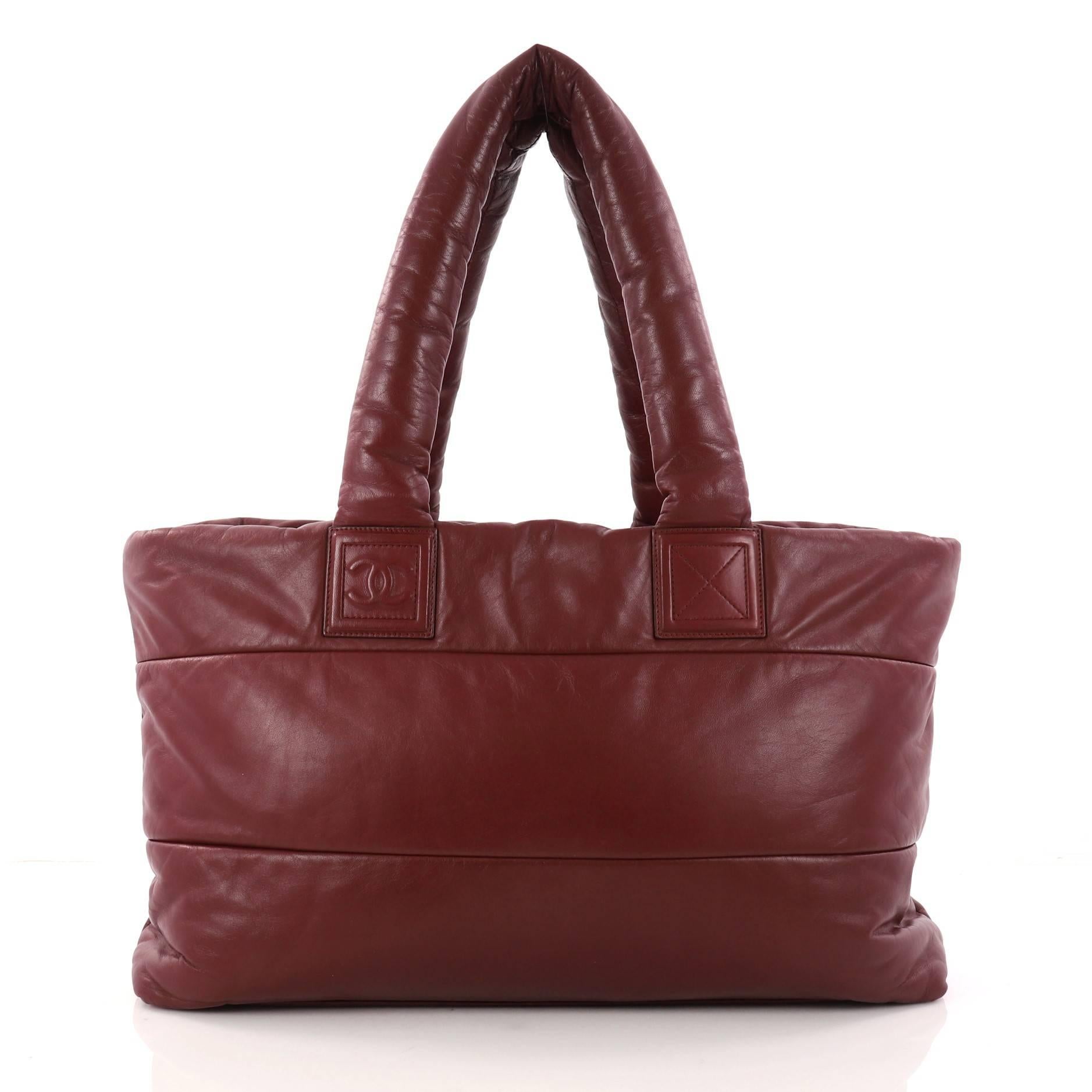 Brown Chanel Coco Cocoon Zipped Tote Lambskin Large
