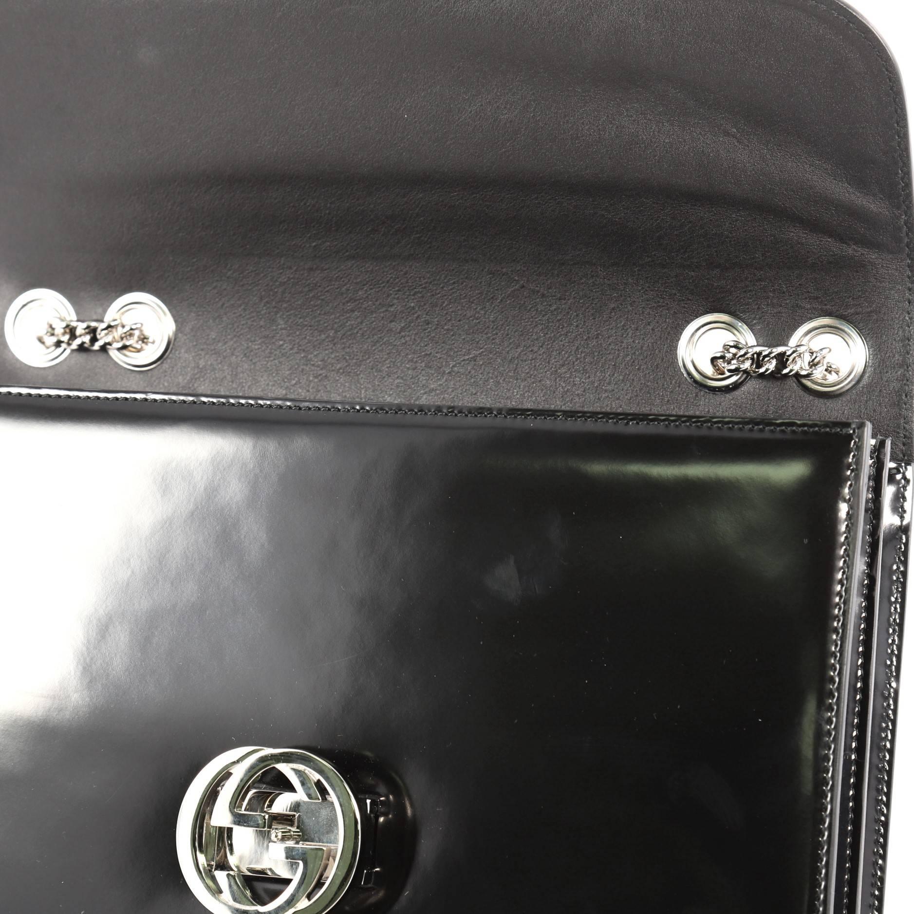 Gucci Interlocking Shoulder Bag Patent Medium In Good Condition In NY, NY