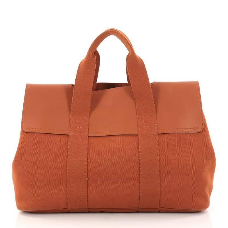 Hermes Valparaiso Handbag Toile and Leather MM In Good Condition In NY, NY