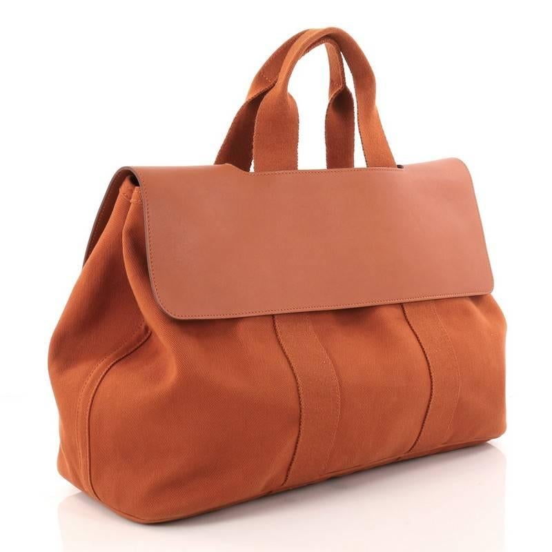 Orange Hermes Valparaiso Handbag Toile and Leather MM