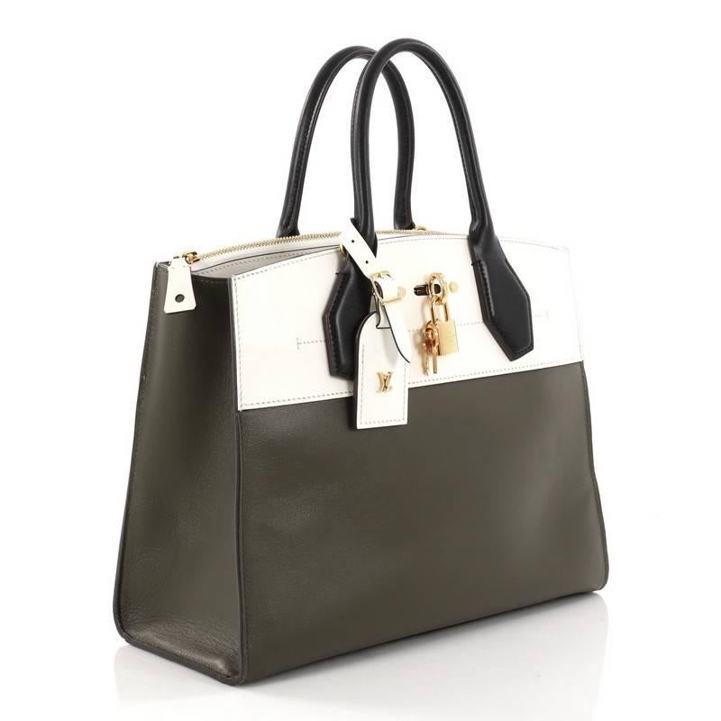 Black Louis Vuitton City Steamer Leather MM Handbag 
