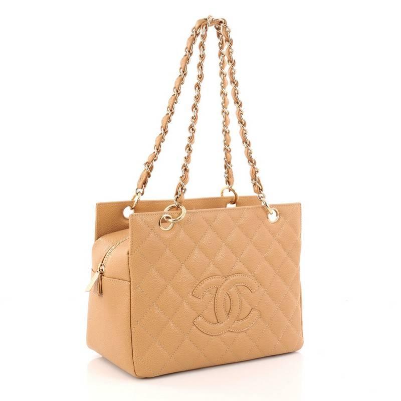 Orange Chanel Petite Timeless Tote Quilted Caviar