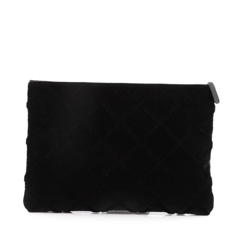 Chanel Cosmetic Pouch Quilted Velvet Large In Good Condition In NY, NY