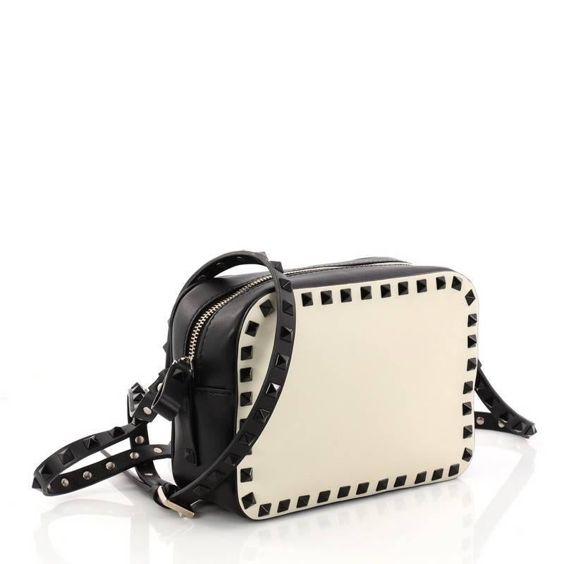 Beige Valentino Rockstud Camera Crossbody Bag Leather