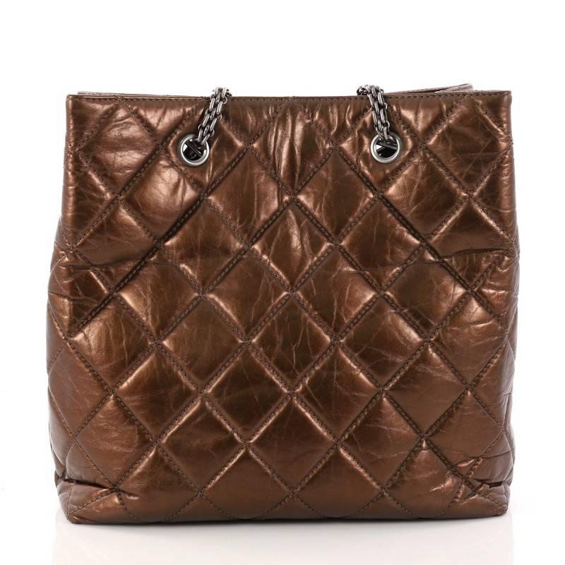 Brown Chanel Reissue Quilted Aged Calfskin Tall Tote 