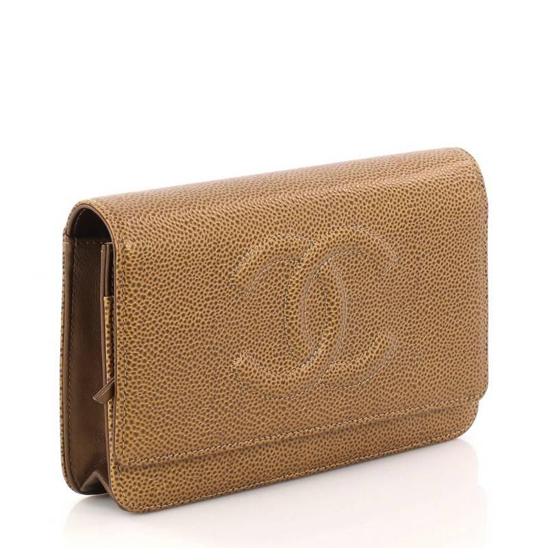 Brown Chanel Timeless Wallet on Chain Caviar 