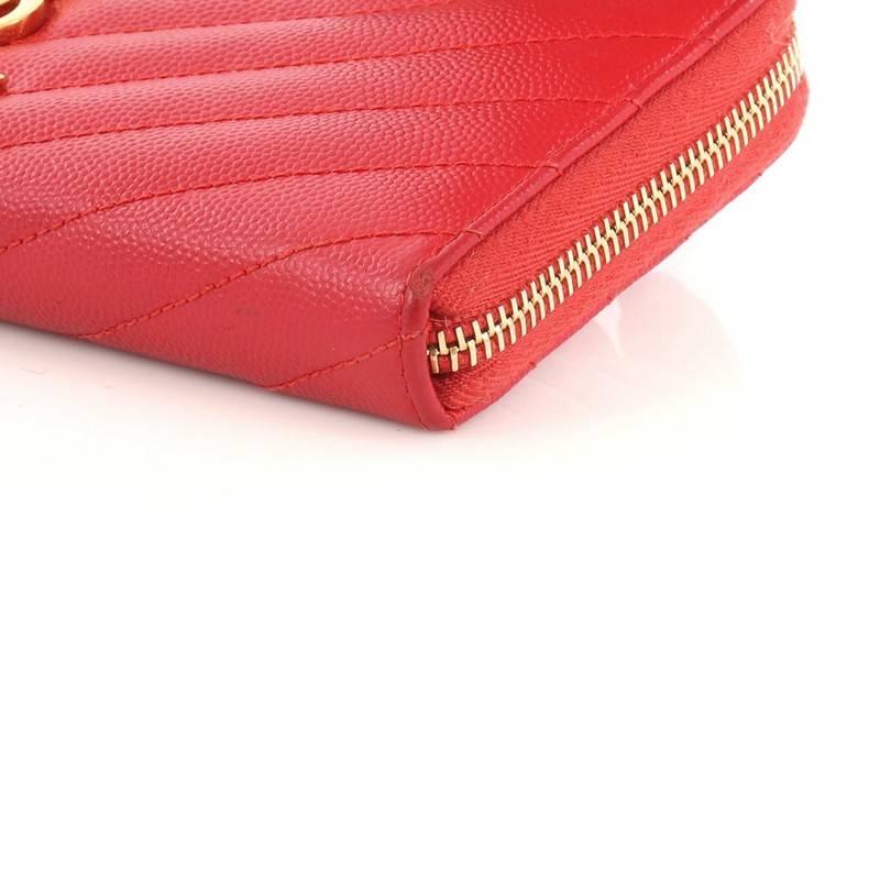 Saint Laurent Classic Monogram Zip Around Wallet Matelasse Chevron Leather 1