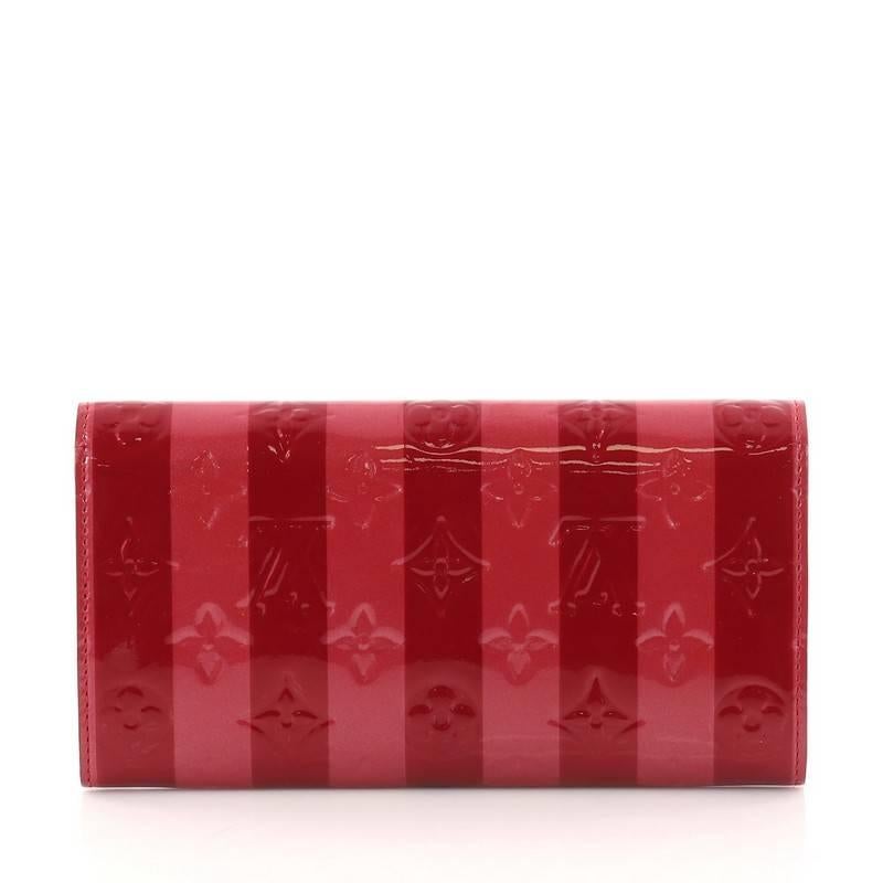 Red Louis Vuitton Sarah Wallet Limited Edition Monogram Vernis Rayures