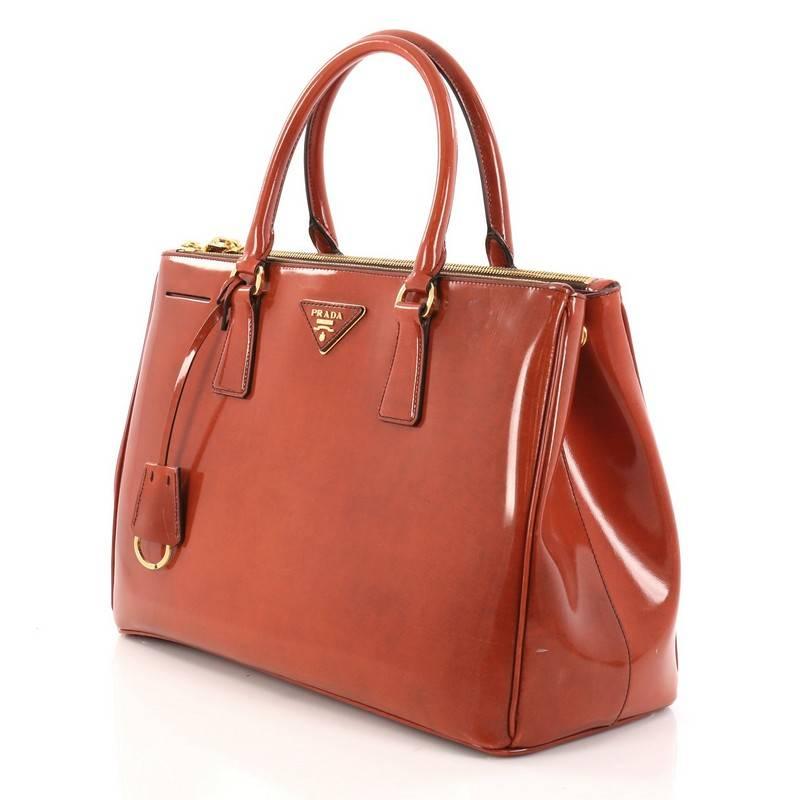 Prada Double Zip Lux Tote Spazzolato Leather Medium In Good Condition In NY, NY