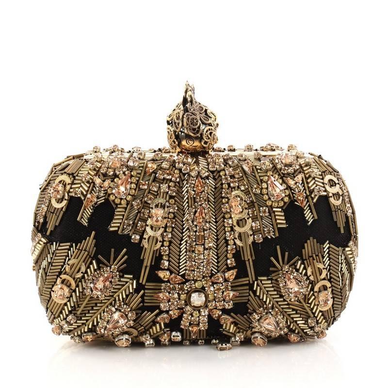 Brown Alexander McQueen Skull Box Clutch Embellished Mesh