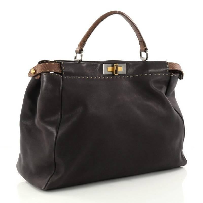 Black Fendi Bicolor Selleria Peekaboo Large Leather Handbag 