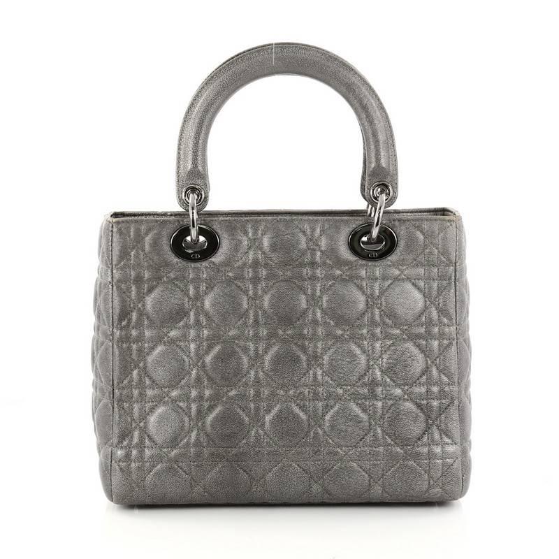 Christian Dior Lady Dior Handbag Cannage Quilt Grained Calfskin Medium In Good Condition In NY, NY