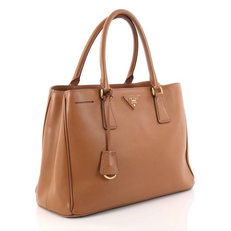 Brown Prada Lux Open Tote Saffiano Leather Medium