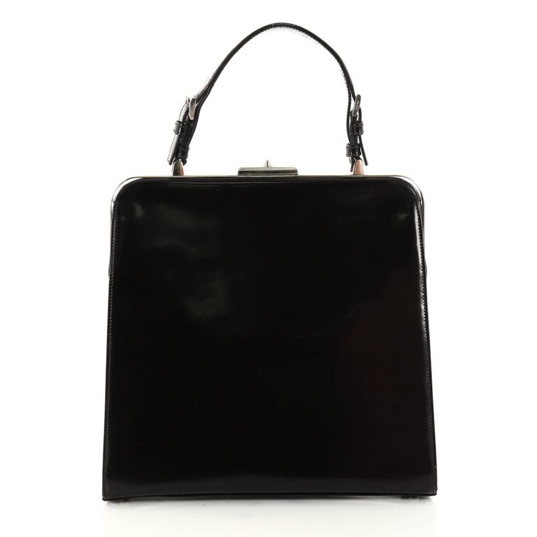 Prada Frame Handle Bag Spazzolato Leather Small at 1stDibs | prada ...