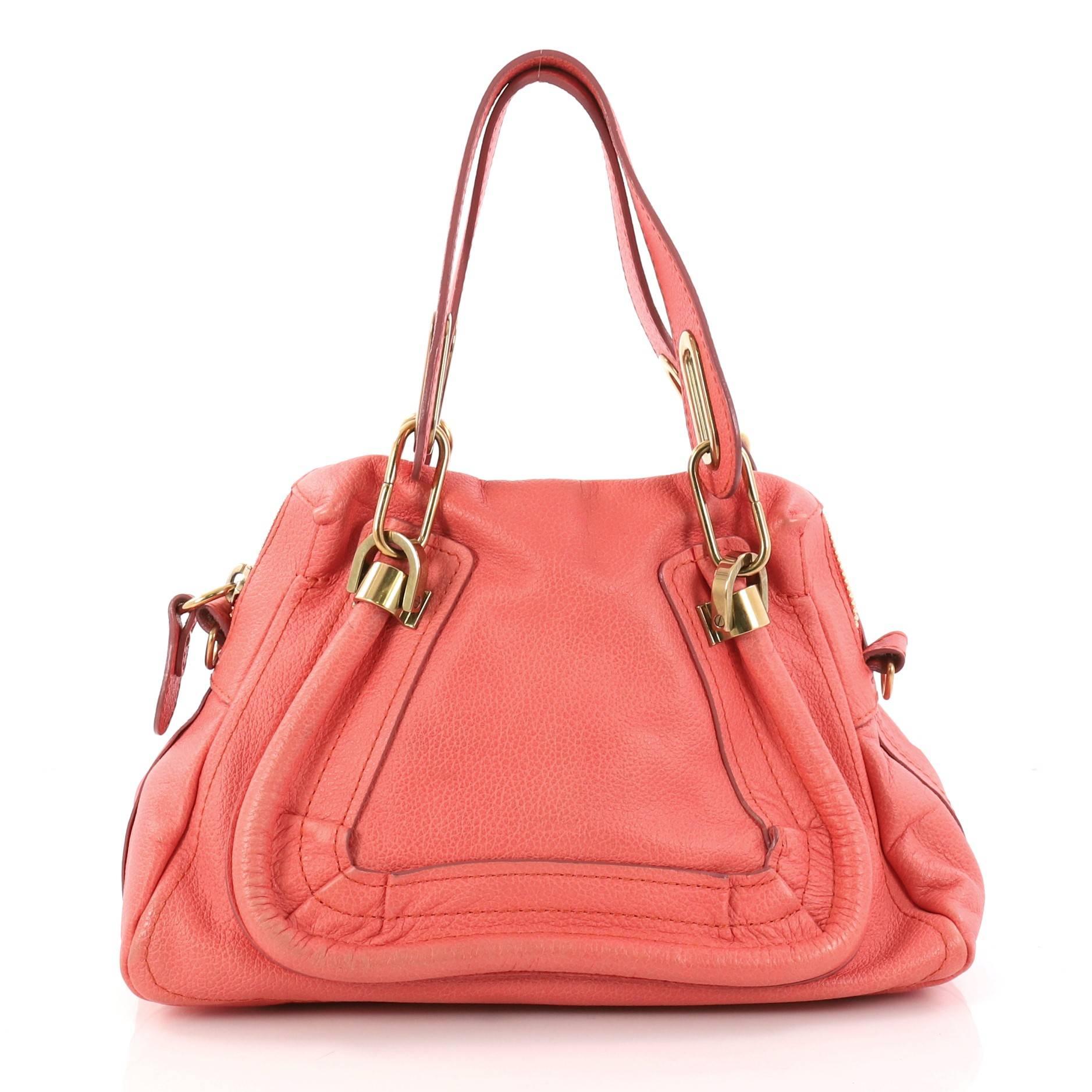 Orange  Chloe Paraty Top Handle Bag Leather Small