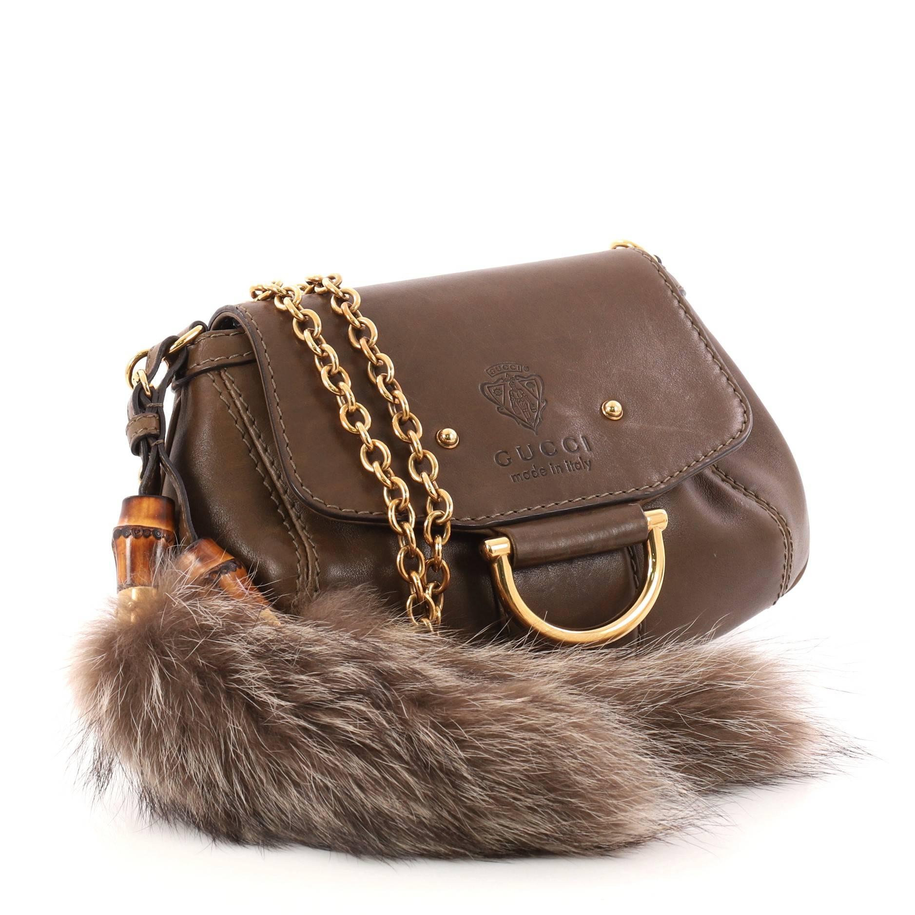 Brown Gucci Smilla Chain Shoulder Bag Leather Small 