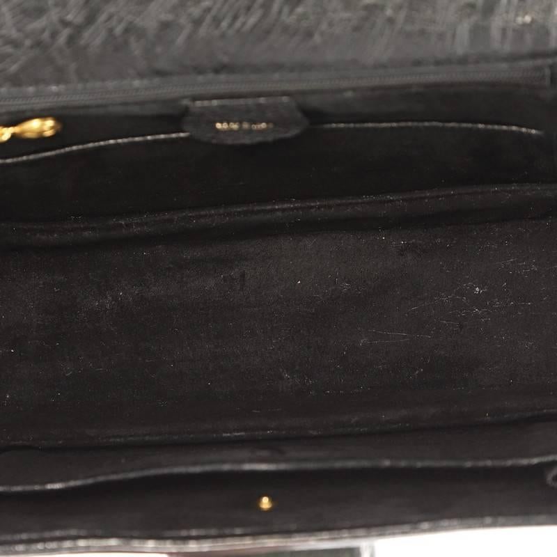 Gucci Vintage Bamboo Convertible Top Handle Bag Ostrich Medium 3