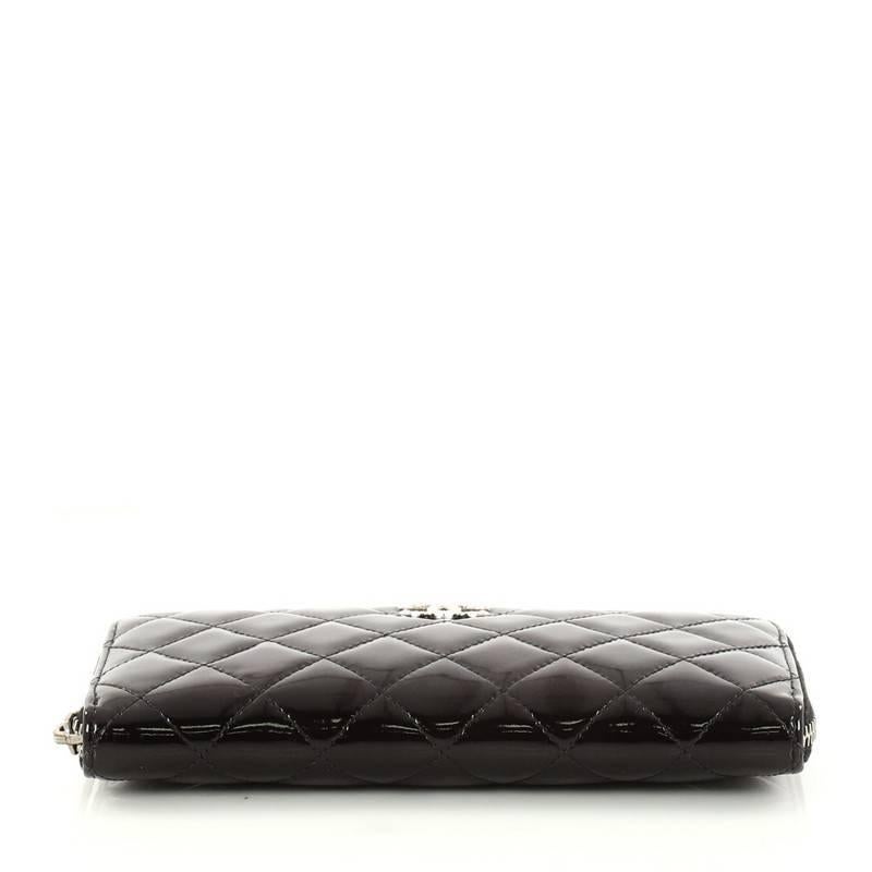 Women's Chanel Brilliant Zip Around Wallet Quilted Patent Long